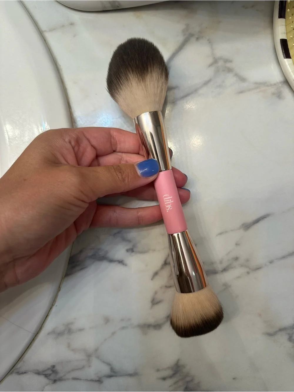 Dual-Ended Pink Face Brush for Powder & Foundation